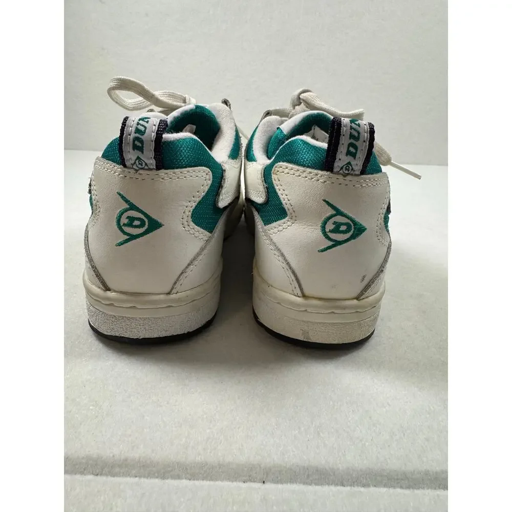 Dunlop Vintage 90s Women's Tennis Court Sneakers WB4000 White Leather Green 6.5